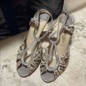 Jimmy Choo Gray Snakeskin Women's Heels